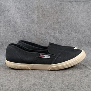 Superga Shoes Womens 9.5 Sneaker Flats Slip On Cotw Loafer Casual Black Canvas